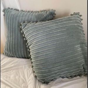 Blue throw pillows